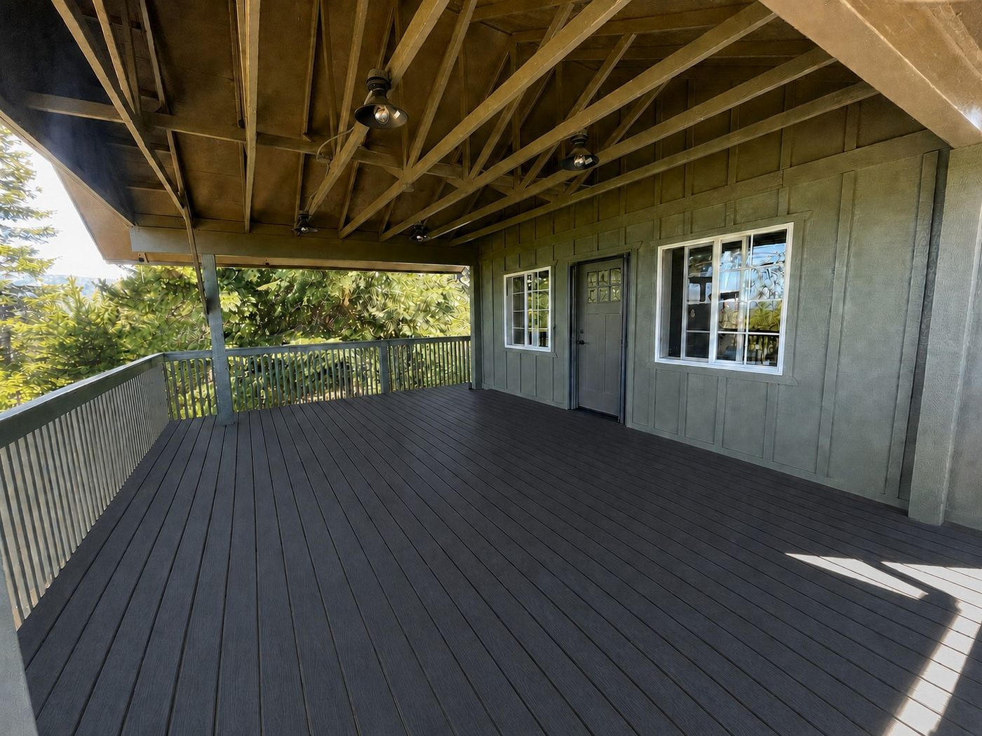 Rear porch, looking east along the deck